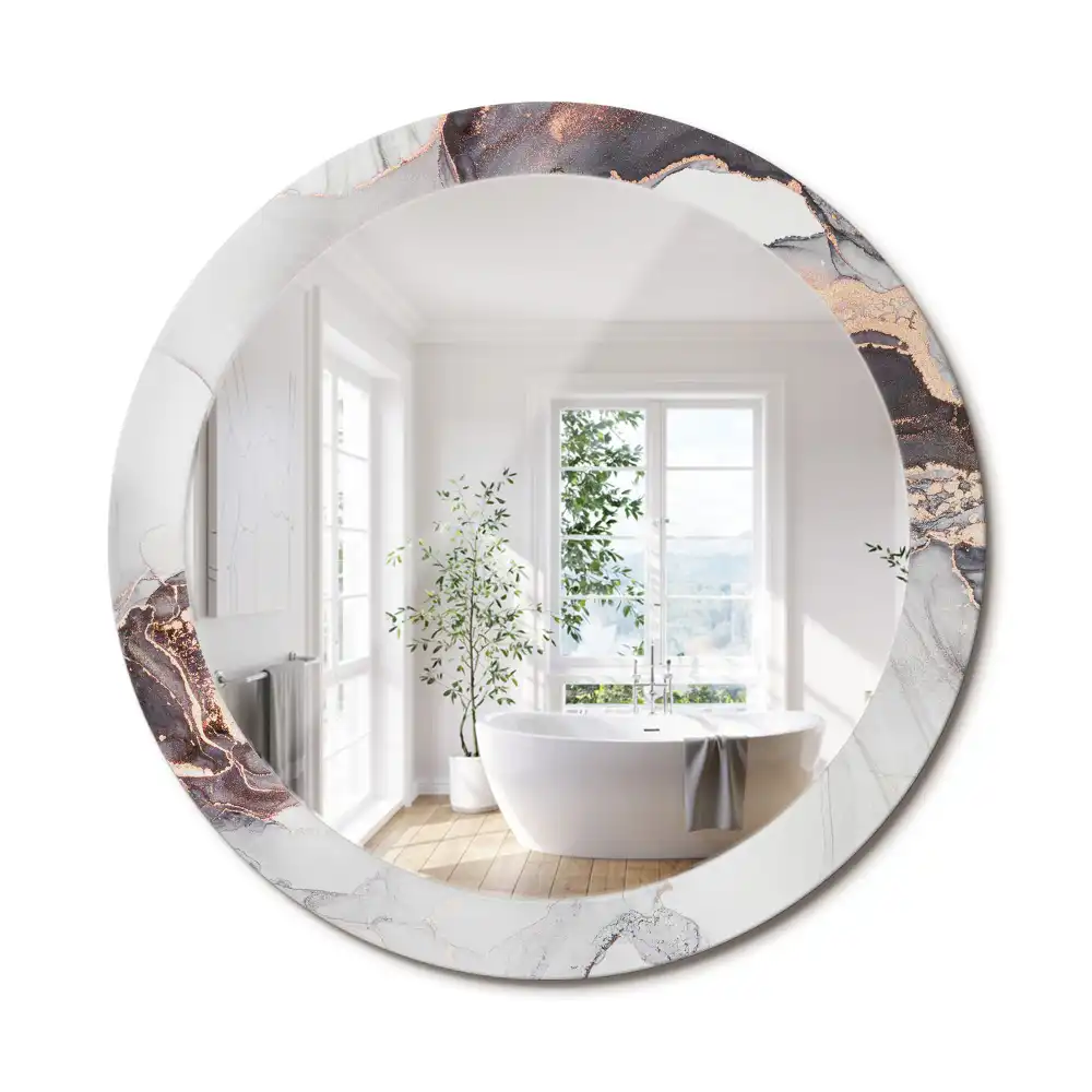 Oglindă decorativă rotundă cu design abstract din marmură