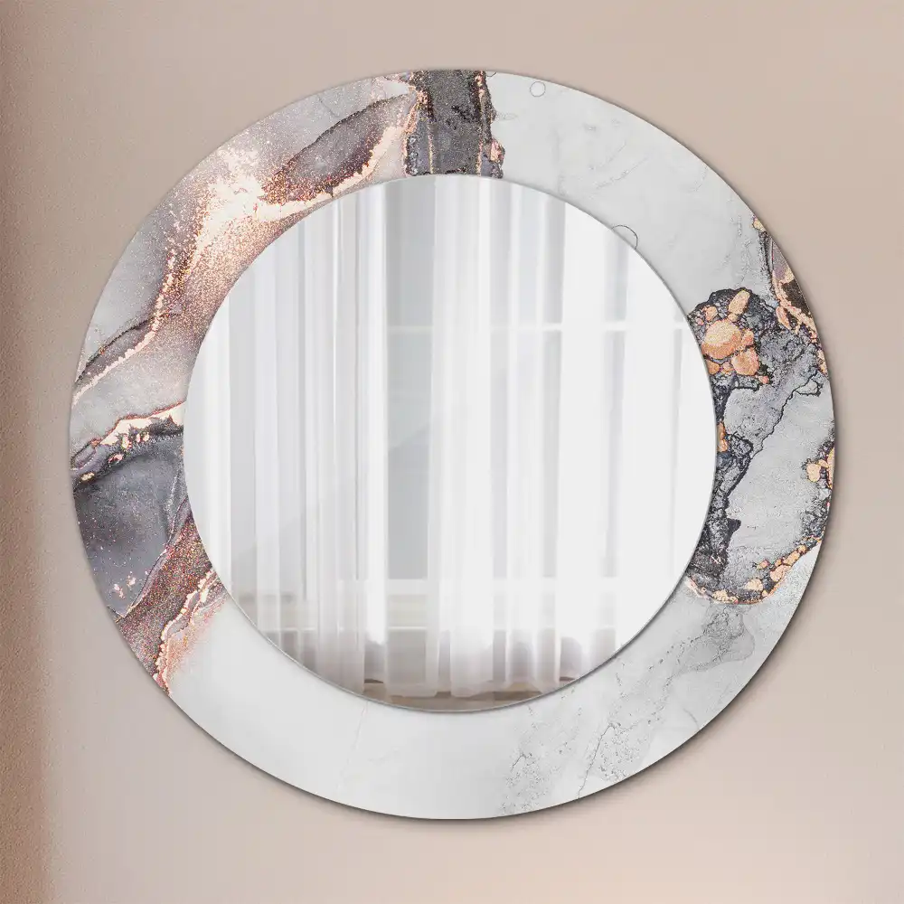 Oglindă decorativă rotundă cu design abstract din marmură