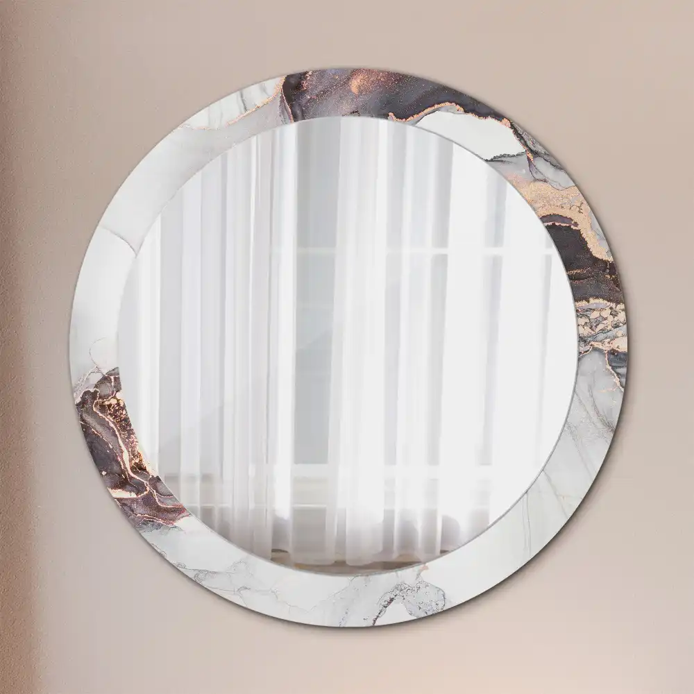 Oglindă decorativă rotundă cu design abstract din marmură
