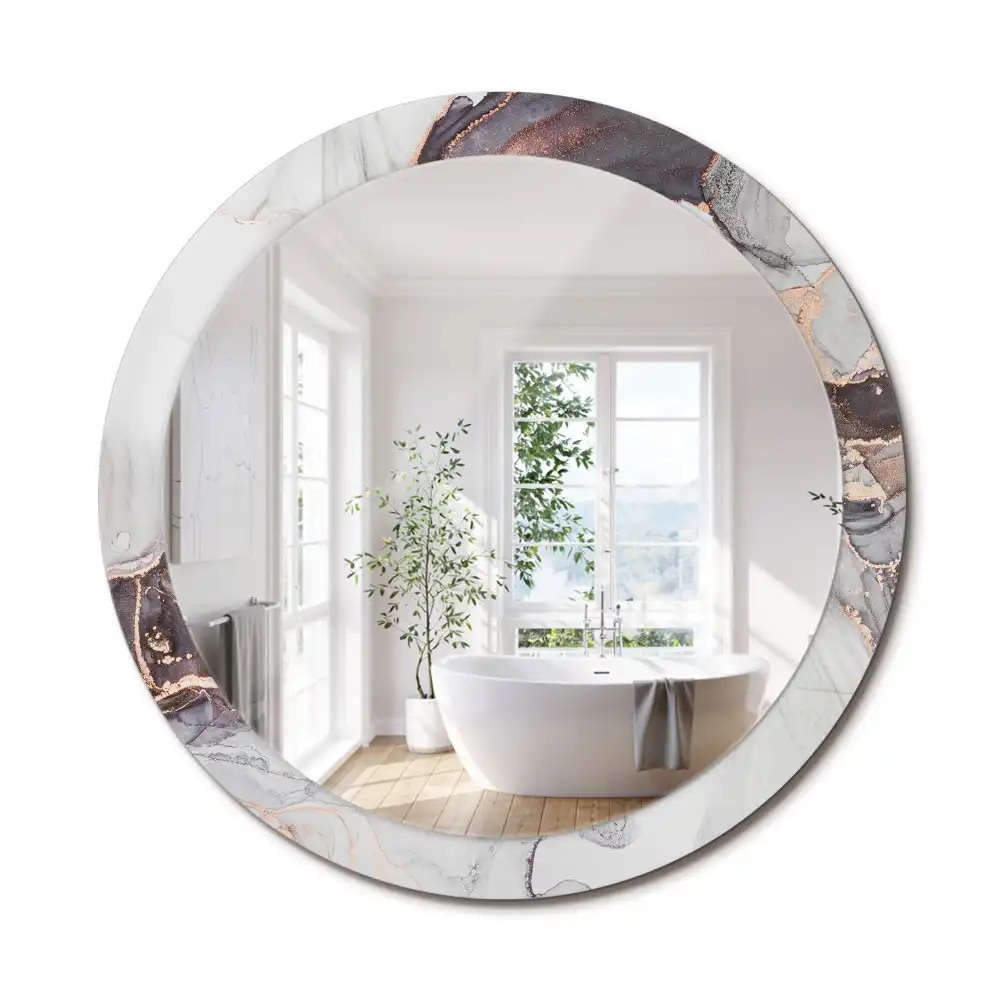 Oglindă decorativă rotundă cu design abstract din marmură