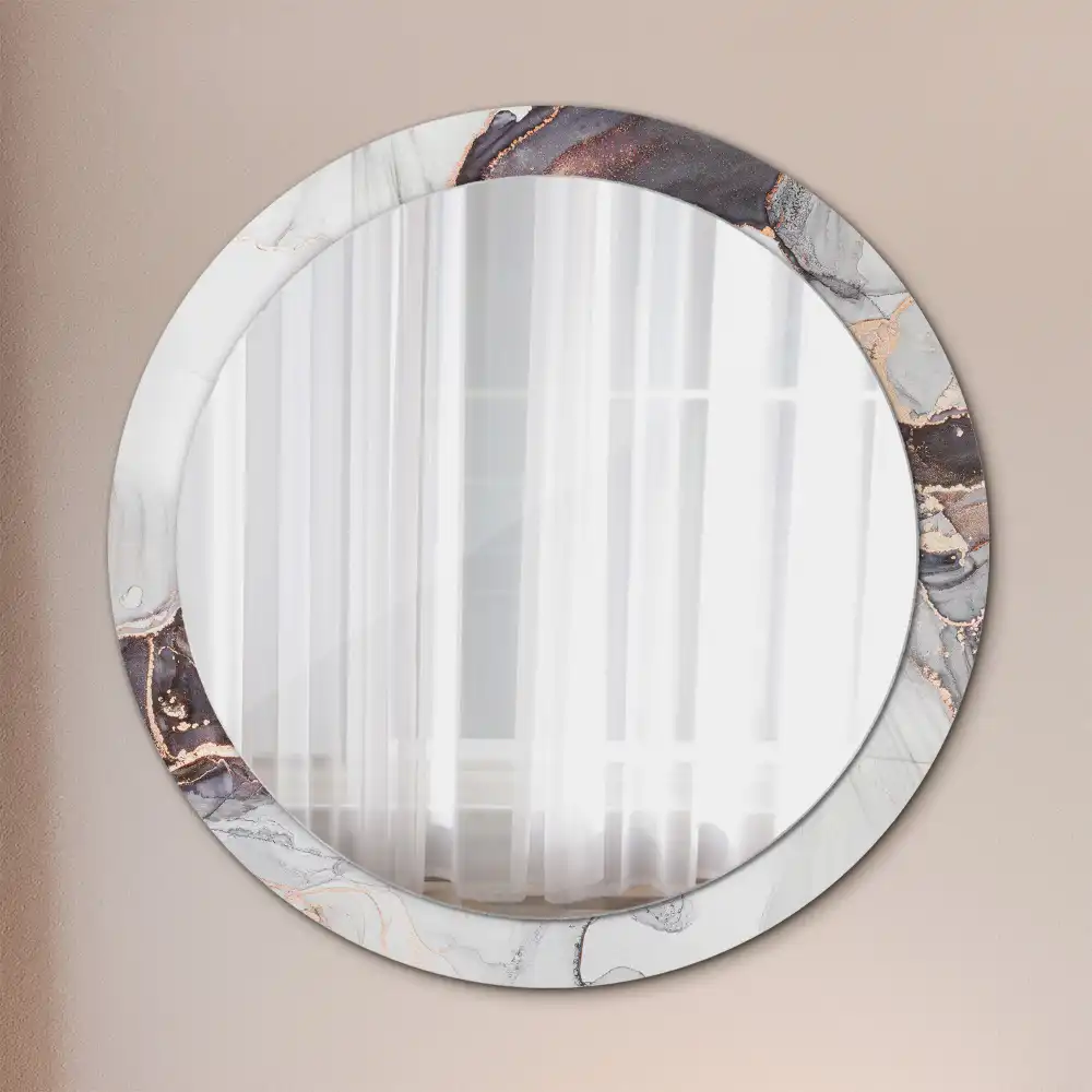 Oglindă decorativă rotundă cu design abstract din marmură