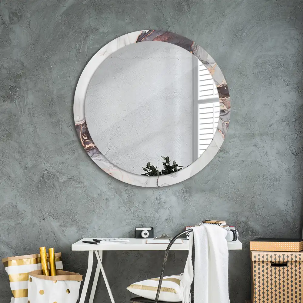Oglindă decorativă rotundă cu design abstract din marmură