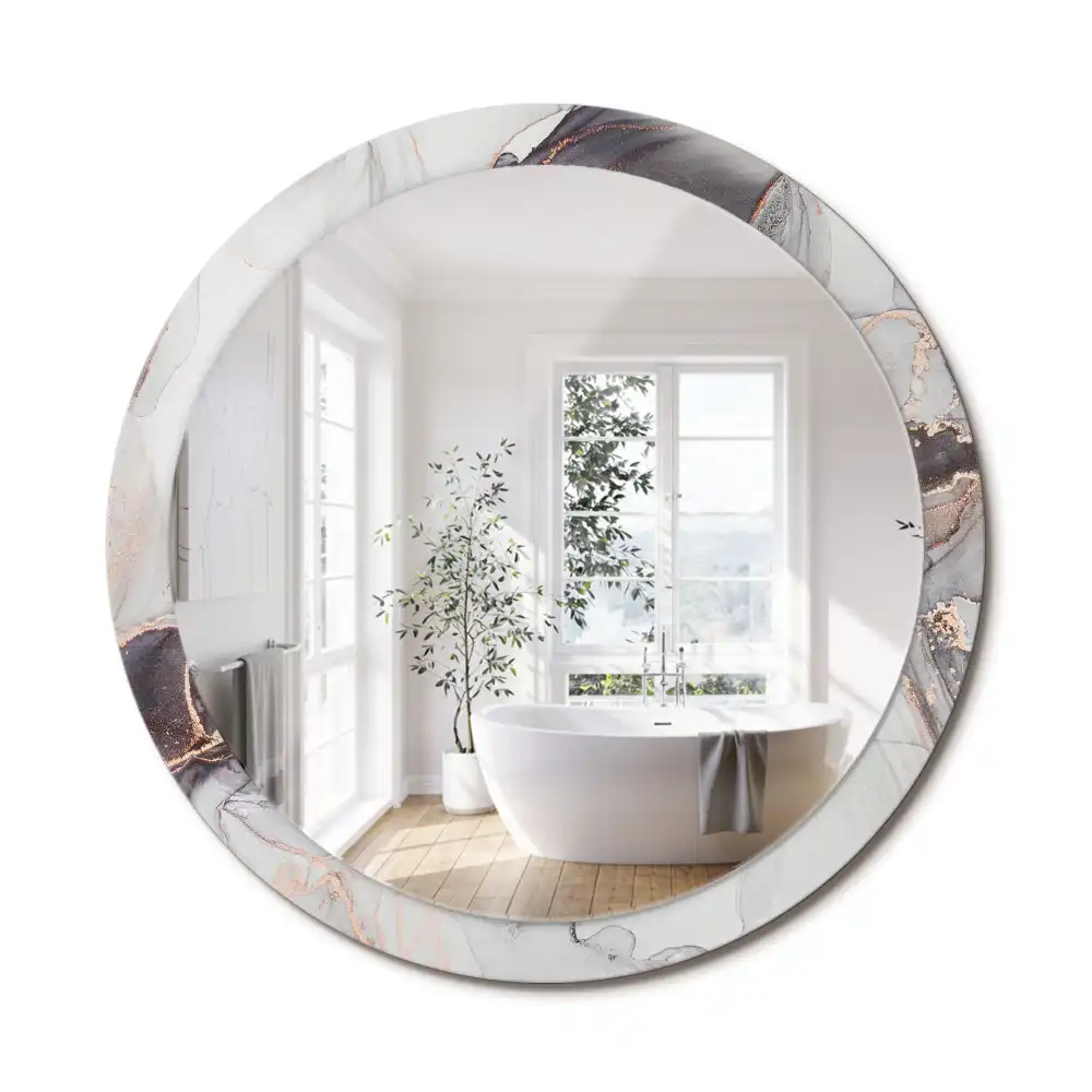 Oglindă decorativă rotundă cu design abstract din marmură