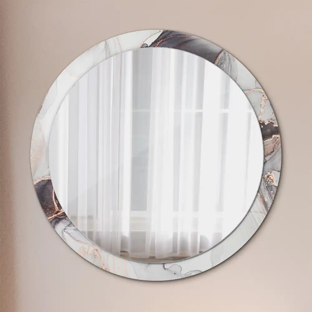 Oglindă decorativă rotundă cu design abstract din marmură