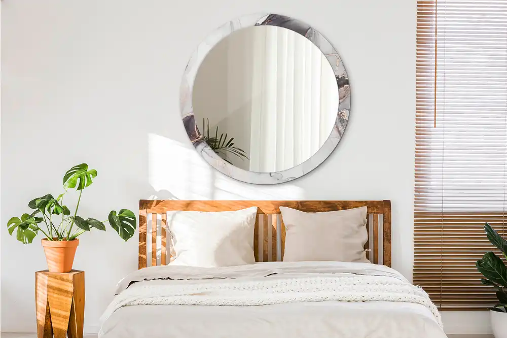 Oglindă decorativă rotundă cu design abstract din marmură
