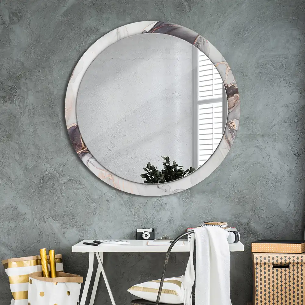Oglindă decorativă rotundă cu design abstract din marmură