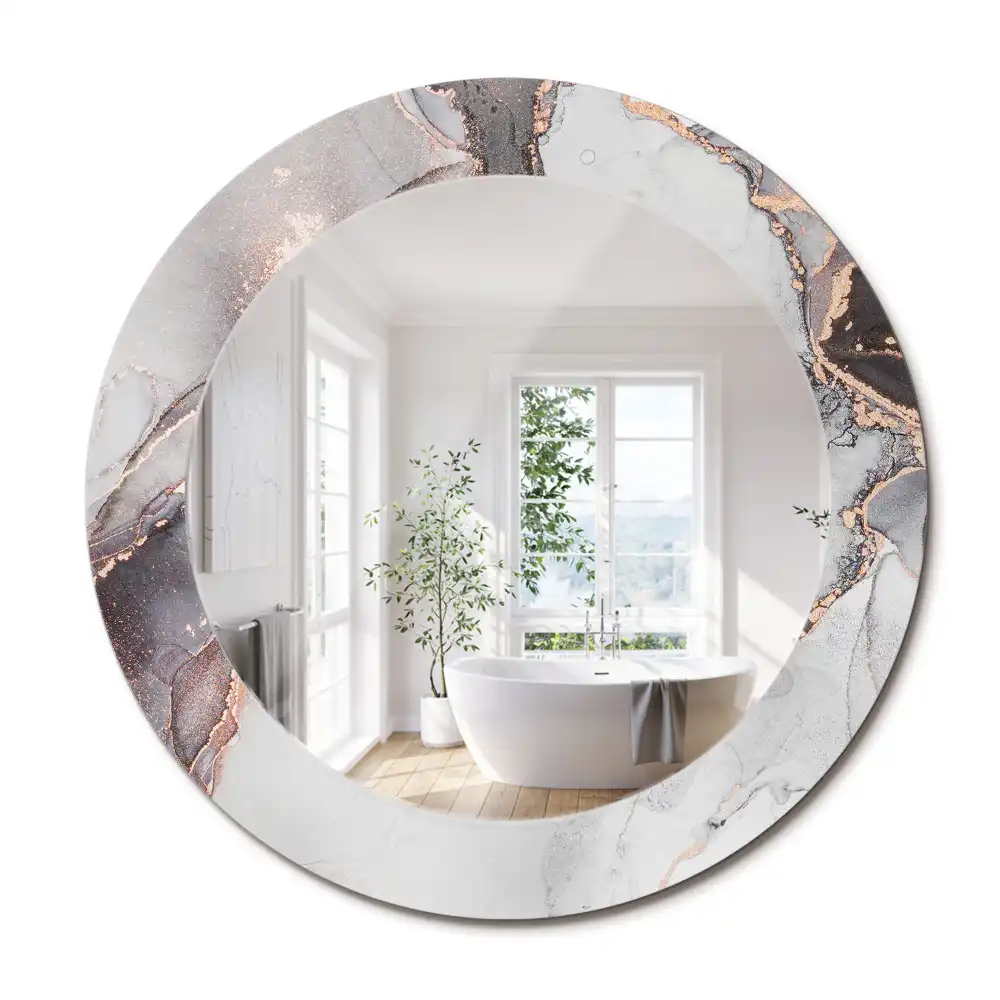 Oglindă decorativă rotundă cu design abstract din marmură