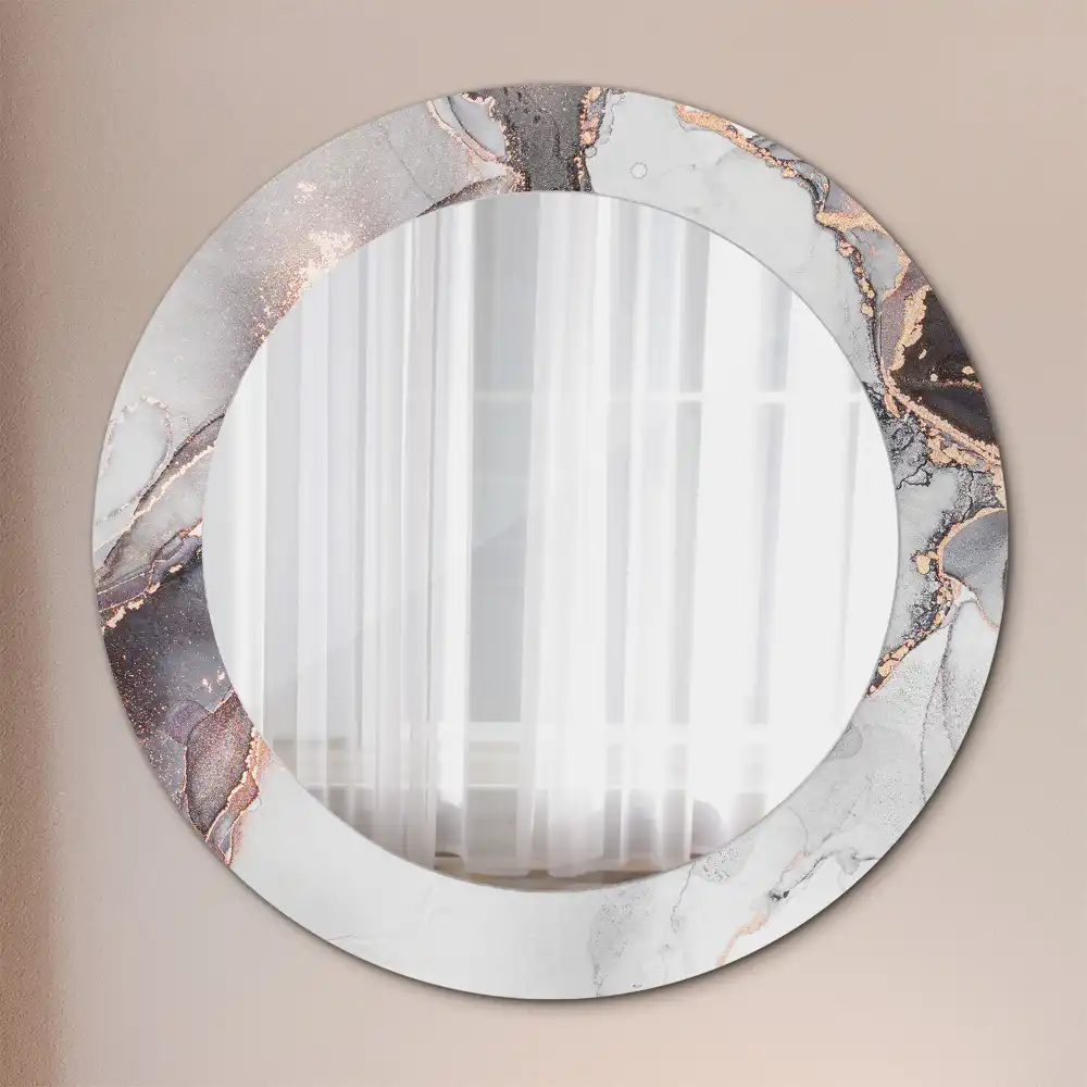 Oglindă decorativă rotundă cu design abstract din marmură