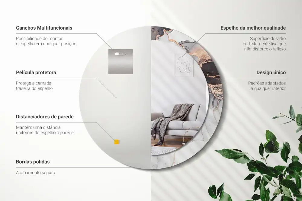Oglindă decorativă rotundă cu design abstract din marmură