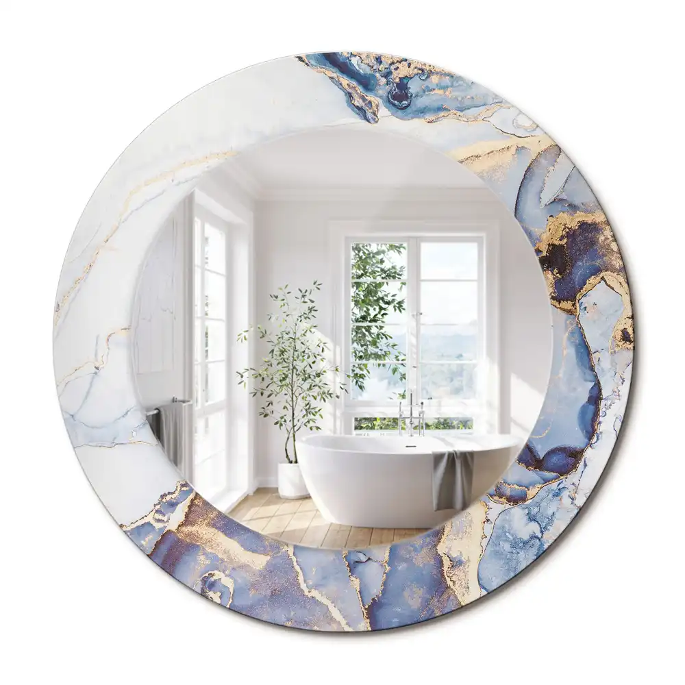 Oglindă rotundă decorativă cu artă abstractă pentru perete
