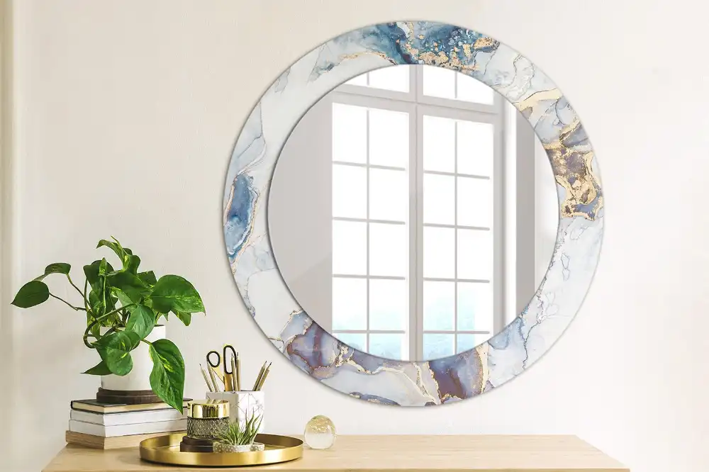 Oglindă rotundă decorativă cu artă abstractă pentru perete