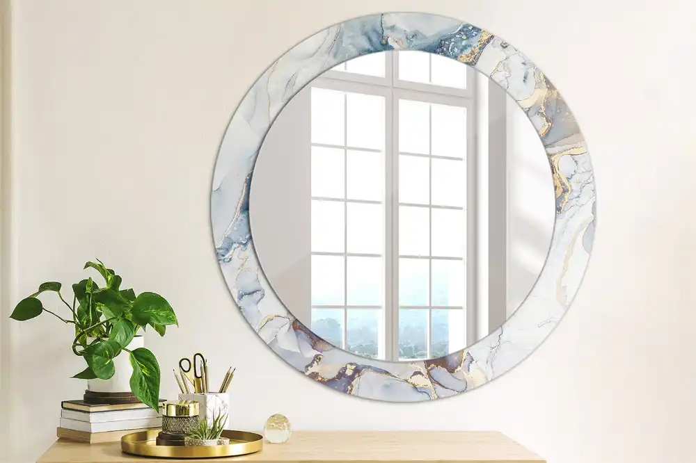 Oglindă rotundă decorativă cu artă abstractă pentru perete