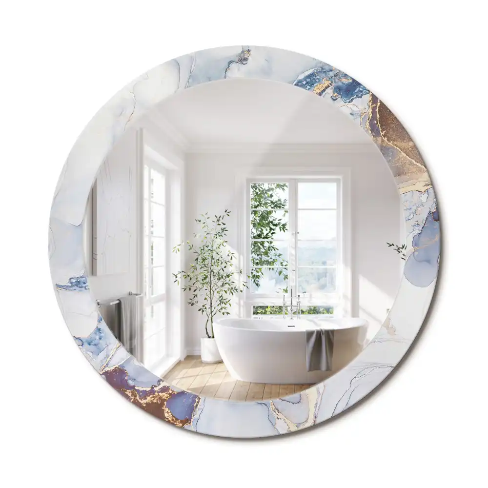 Oglindă rotundă decorativă cu artă abstractă pentru perete