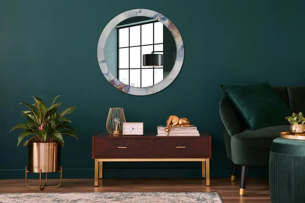 Oglindă rotundă decorativă cu artă abstractă pentru perete