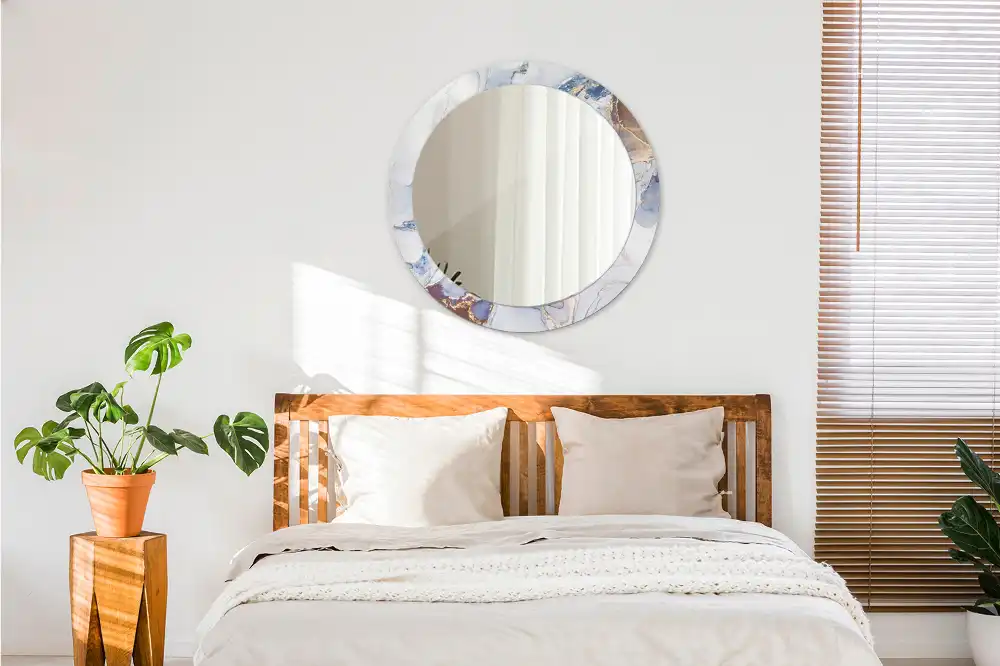 Oglindă rotundă decorativă cu artă abstractă pentru perete