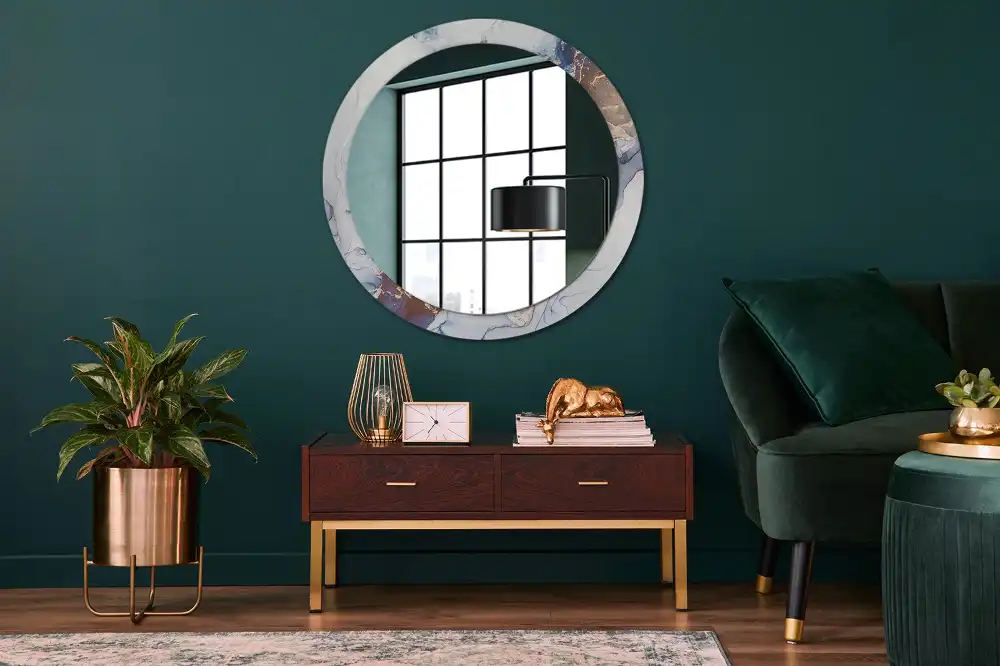 Oglindă rotundă decorativă cu artă abstractă pentru perete