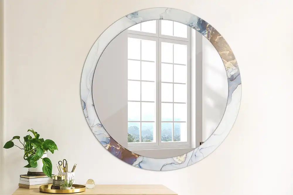 Oglindă rotundă decorativă cu artă abstractă pentru perete