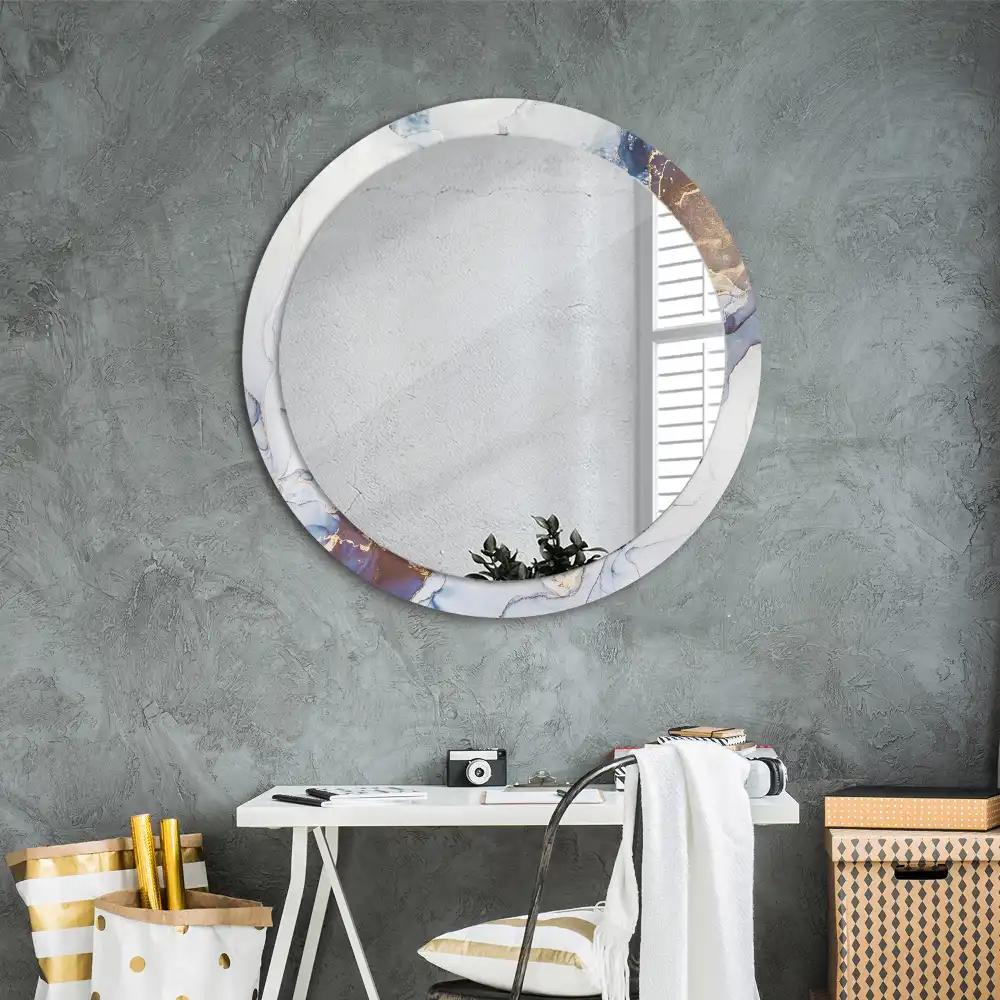 Oglindă rotundă decorativă cu artă abstractă pentru perete