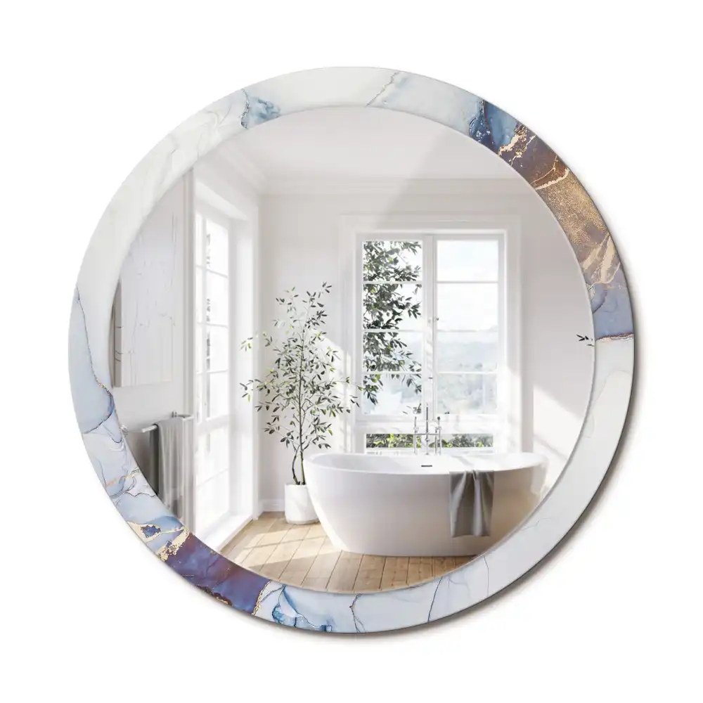 Oglindă rotundă decorativă cu artă abstractă pentru perete