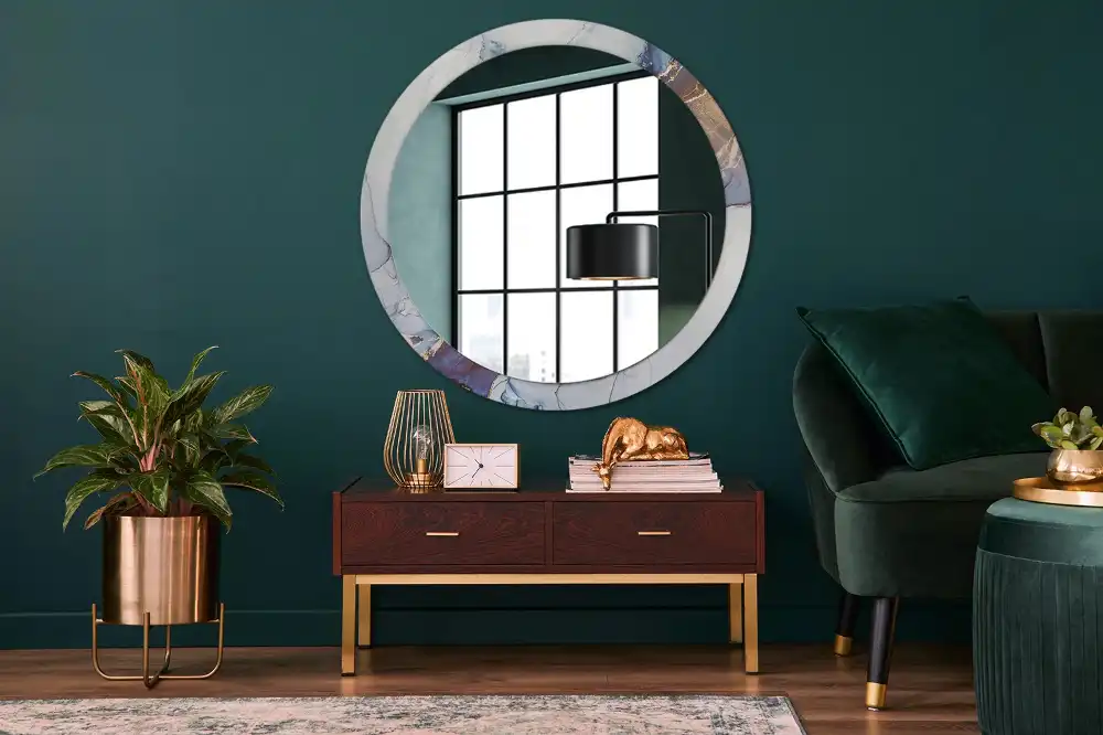Oglindă rotundă decorativă cu artă abstractă pentru perete