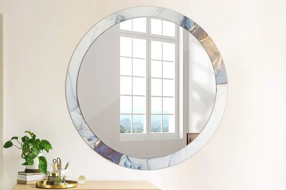 Oglindă rotundă decorativă cu artă abstractă pentru perete