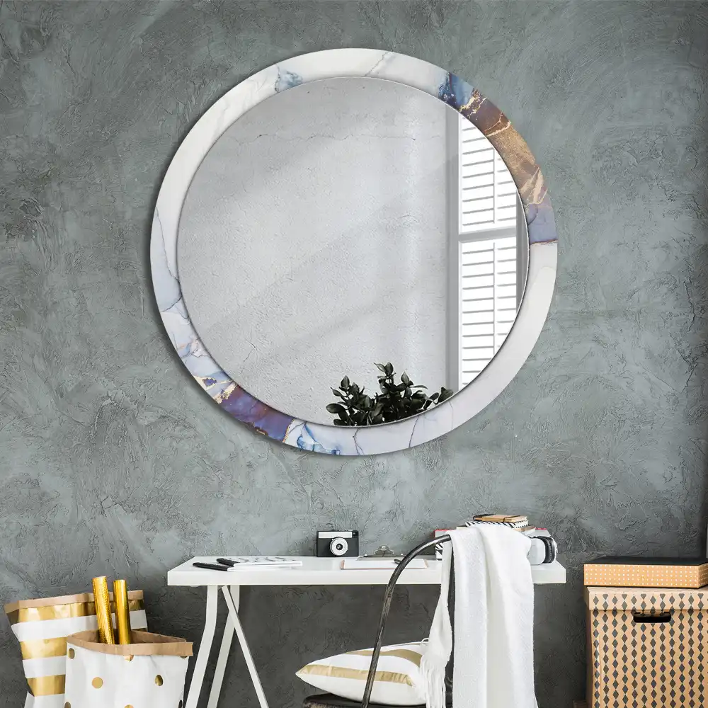 Oglindă rotundă decorativă cu artă abstractă pentru perete