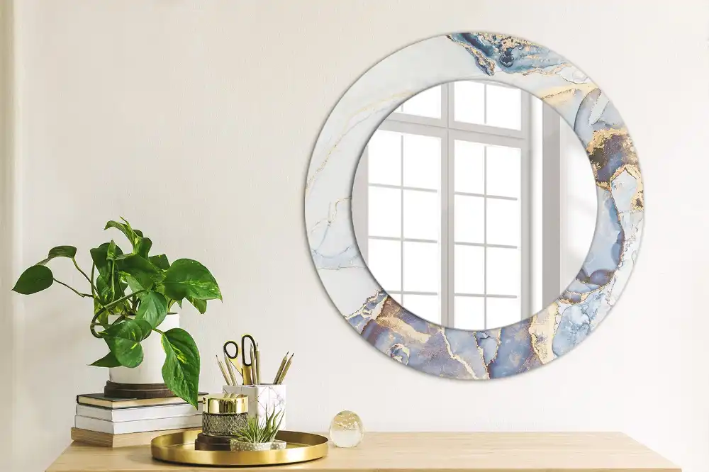 Oglindă rotundă decorativă cu artă abstractă pentru perete