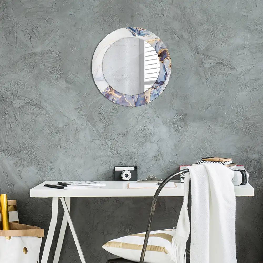 Oglindă rotundă decorativă cu artă abstractă pentru perete