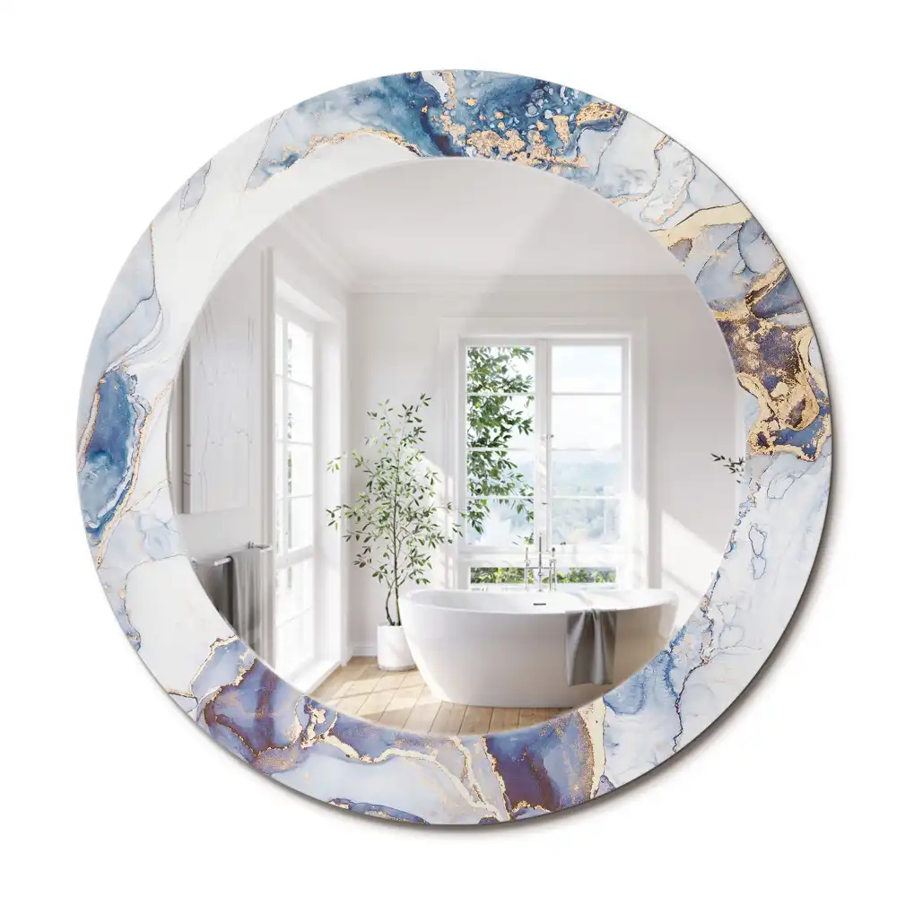 Oglindă rotundă decorativă cu artă abstractă pentru perete