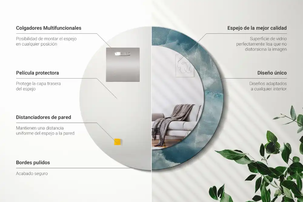 Oglindă rotundă decorativă din marmură onix albastră