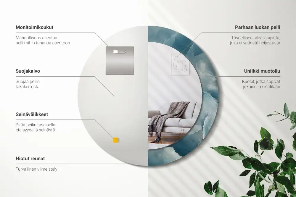 Oglindă rotundă decorativă din marmură onix albastră
