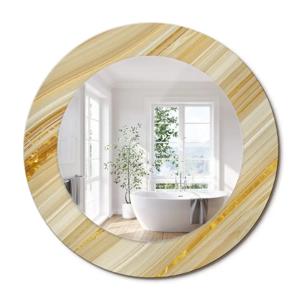 Oglindă rotundă decorativă de perete cu model abstract