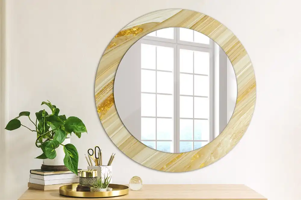 Oglindă rotundă decorativă de perete cu model abstract