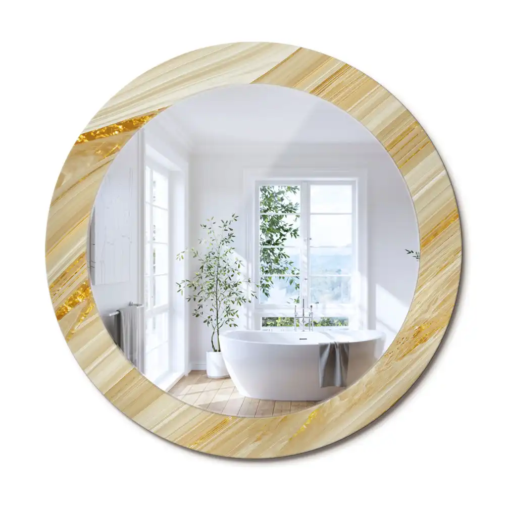 Oglindă rotundă decorativă de perete cu model abstract
