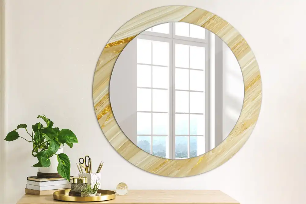 Oglindă rotundă decorativă de perete cu model abstract