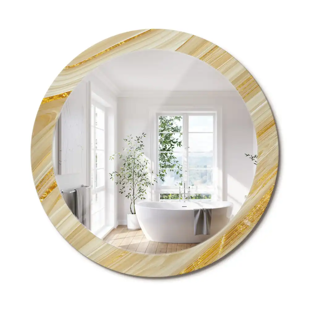 Oglindă rotundă decorativă de perete cu model abstract