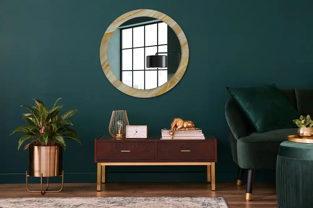 Oglindă rotundă decorativă de perete cu model abstract