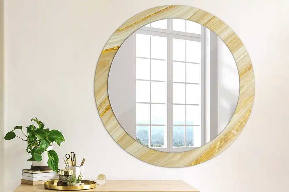 Oglindă rotundă decorativă de perete cu model abstract