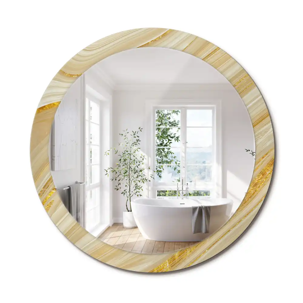 Oglindă rotundă decorativă de perete cu model abstract