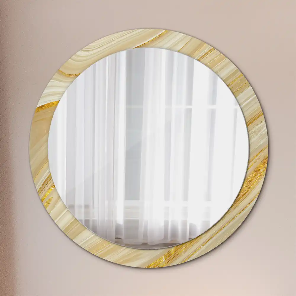 Oglindă rotundă decorativă de perete cu model abstract