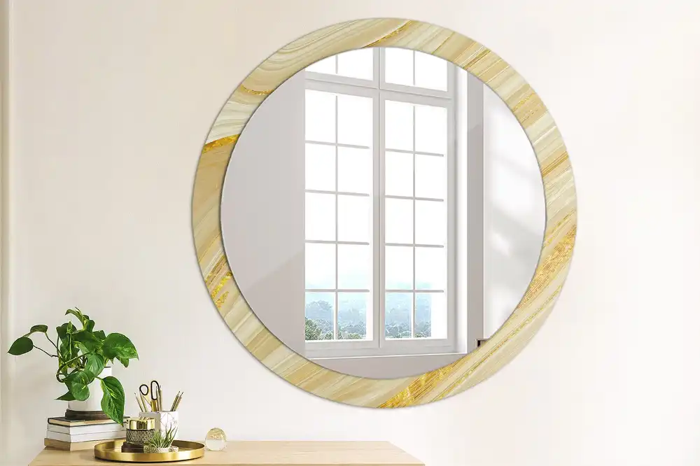 Oglindă rotundă decorativă de perete cu model abstract