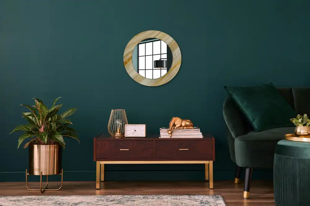 Oglindă rotundă decorativă de perete cu model abstract