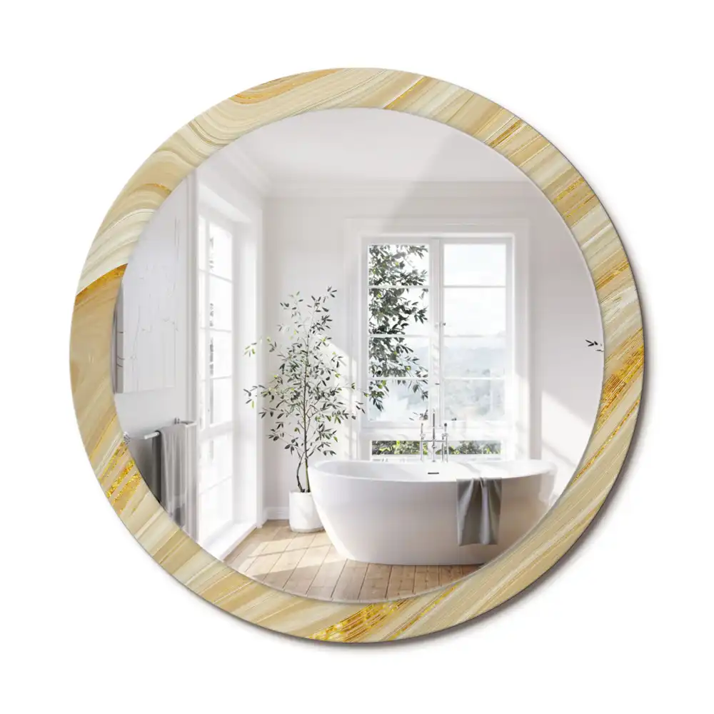 Oglindă rotundă decorativă de perete cu model abstract