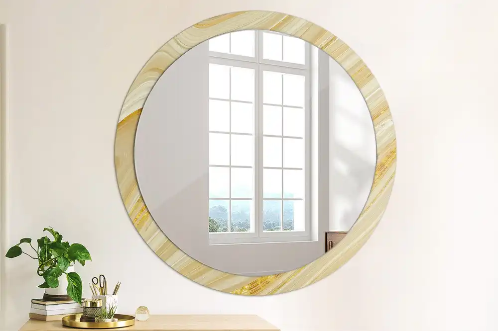 Oglindă rotundă decorativă de perete cu model abstract
