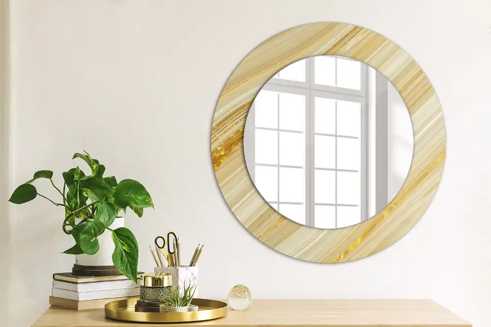 Oglindă rotundă decorativă de perete cu model abstract