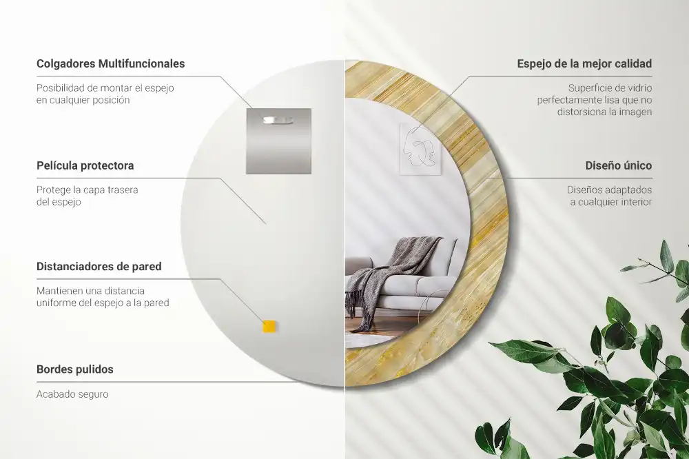 Oglindă rotundă decorativă de perete cu model abstract