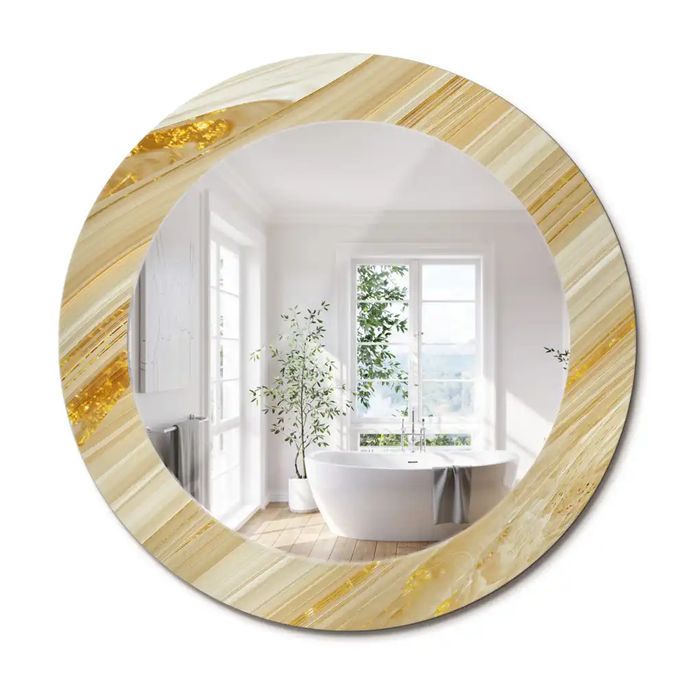 Oglindă rotundă decorativă de perete cu model abstract