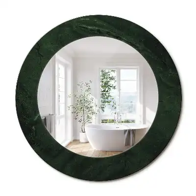 Oglindă rotundă cu ramă cu imprimeu de marmură verde