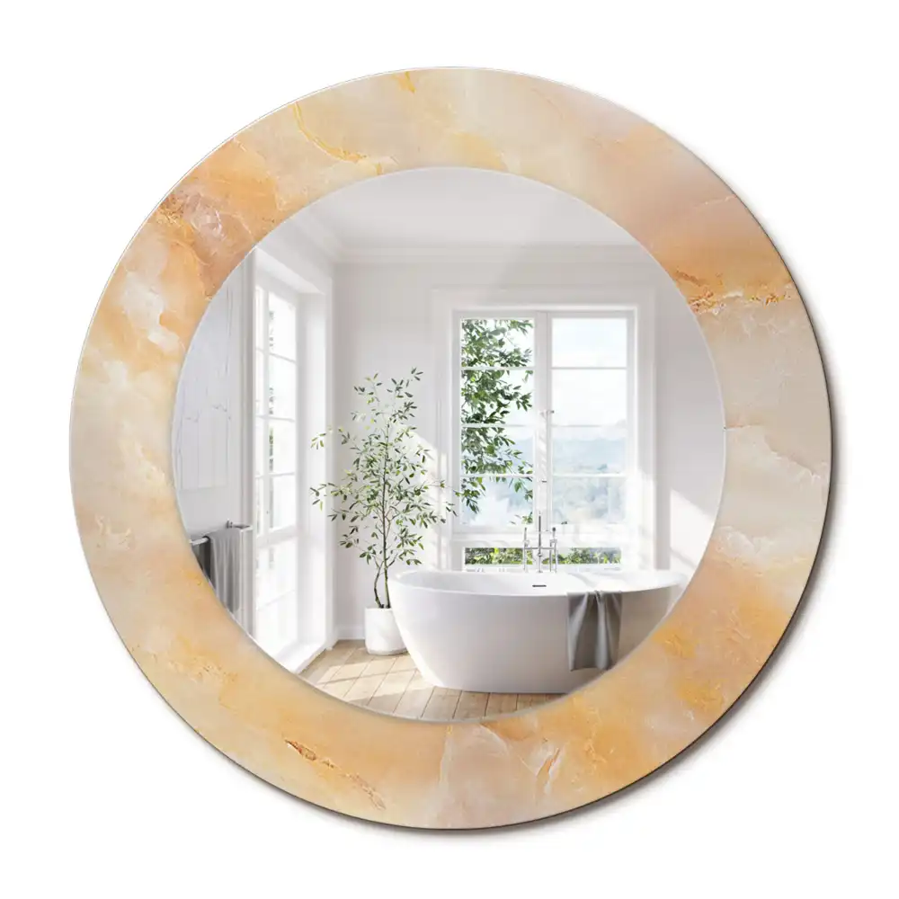 Oglindă rotundă decorativă cu aspect de marmură onix