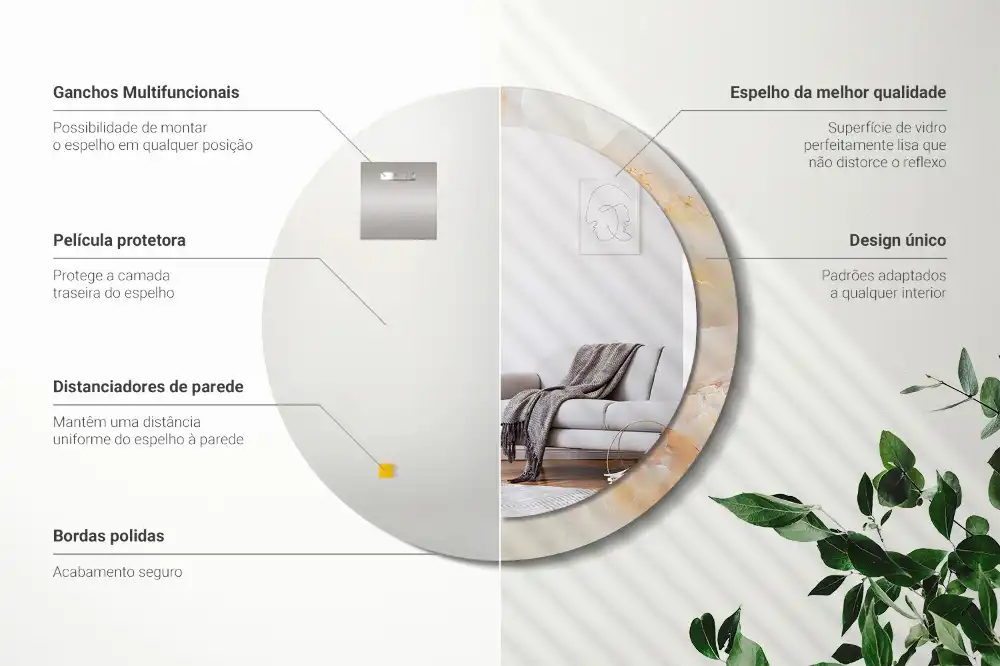 Oglindă rotundă decorativă cu aspect de marmură onix